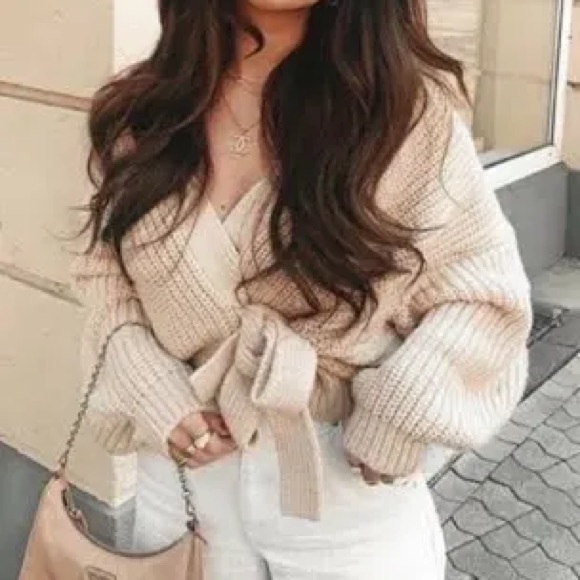 Zara Sweaters - Zara belted wrap sweater cardigan cream small